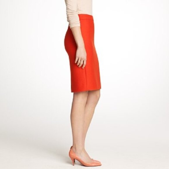 J Crew No 2 Pencil Skirt, vibrant orange pencil skirt, pumpkin orange fall - Picture 2 of 8